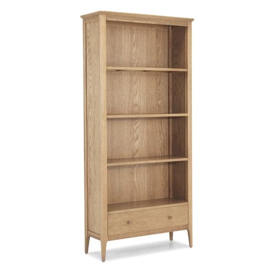 Wardle Wooden Large Bookcase In Crafted Solid Oak With 1 Drawer_1