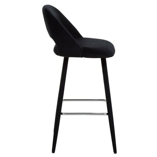 Warns Black Velvet Bar Chairs With Silver Footrest In A Pair_3