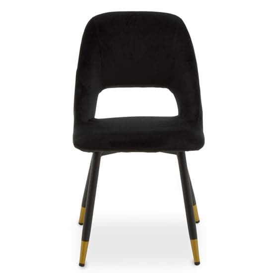 Warns Black Velvet Dining Chairs With Gold Foottips In A Pair_2