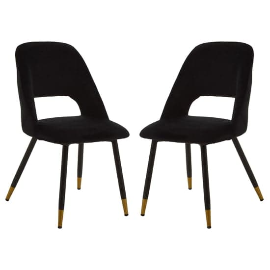 Warns Black Velvet Dining Chairs With Gold Foottips In A Pair_1