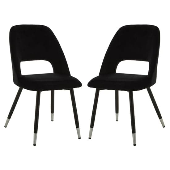 Warns Black Velvet Dining Chairs With Silver Foottips In A Pair_1