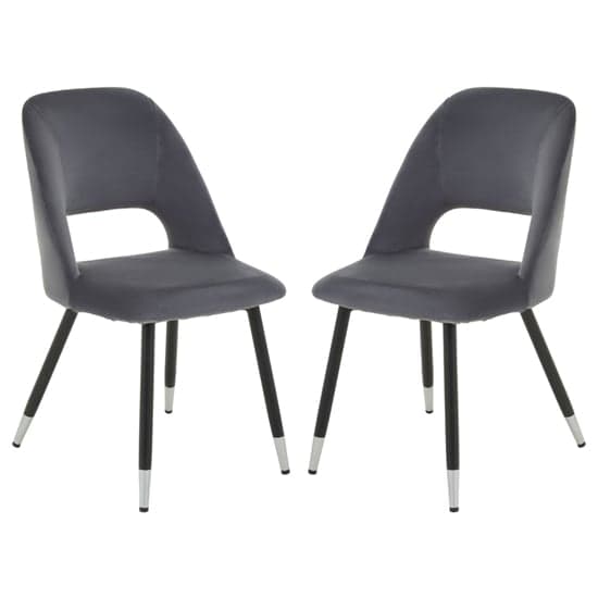 Warns Grey Velvet Dining Chairs With Silver Foottips In A Pair_1