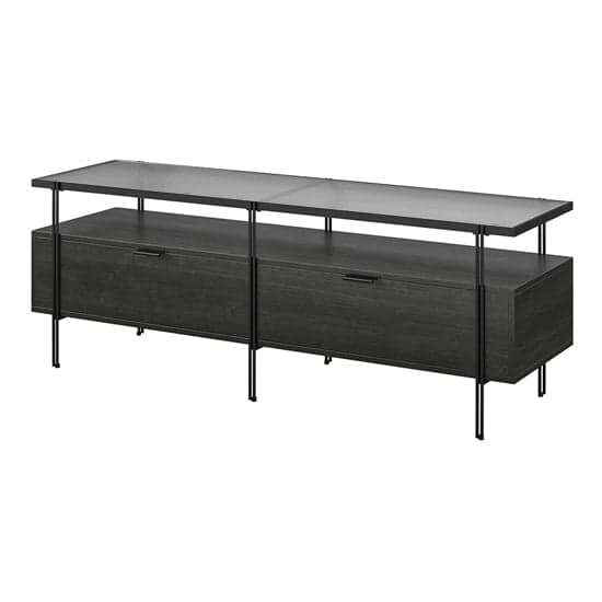 Warren Glass TV Stand With 2 Drawers In Black Oak_2