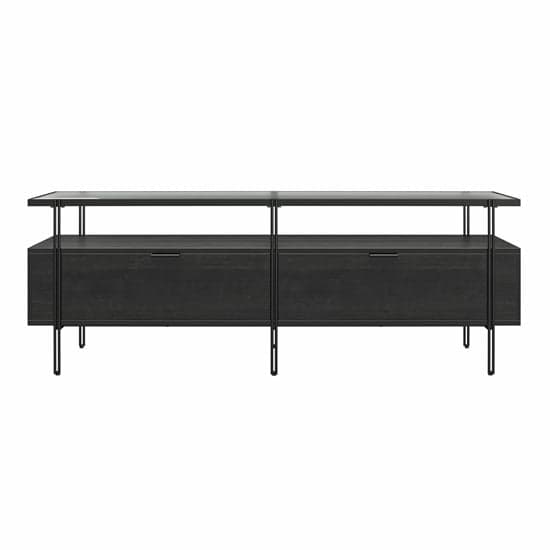 Warren Glass TV Stand With 2 Drawers In Black Oak_3