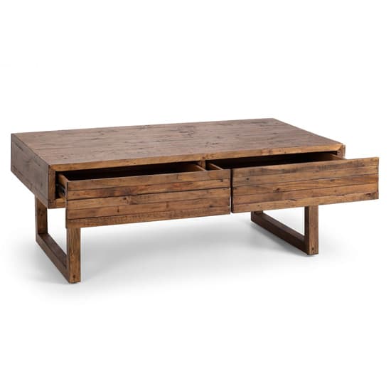 Warsaw Reclaimed Pine Wood Coffee Table With 2 Drawers_4