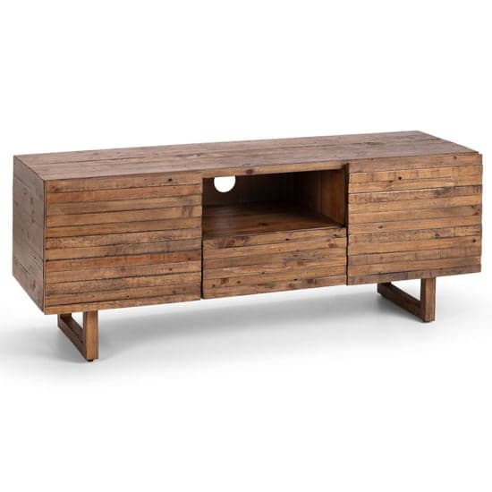 Warsaw Reclaimed Pine Wood TV Stand With 2 Doors 1 Drawer_2