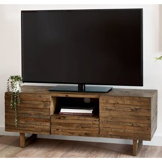Warsaw Reclaimed Pine Wood TV Stand With 2 Doors 1 Drawer_1