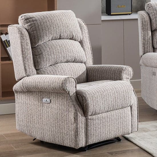 Warth Electric Fabric Recliner 1 Seater Sofa In Natural_1