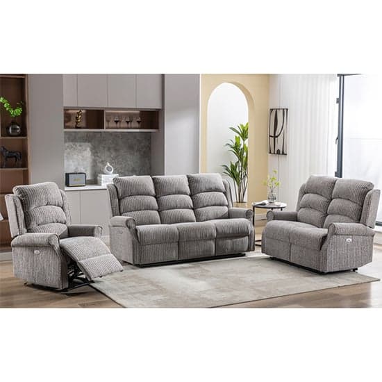 Warth Electric Fabric Recliner Sofa Suite In Latte_2