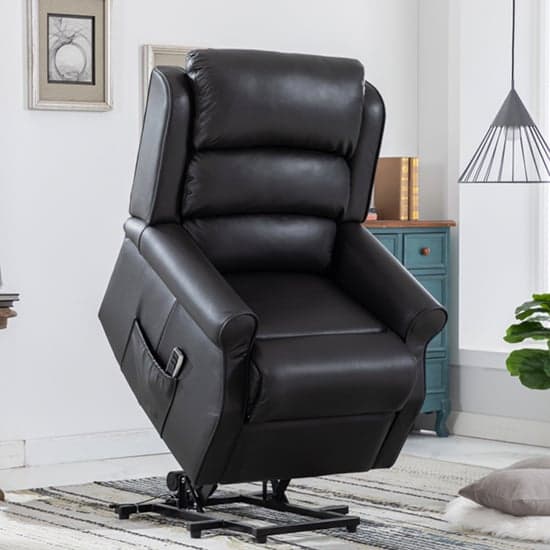 Warth Electric Leather Lift And Tilt Recliner Armchair In Black_2