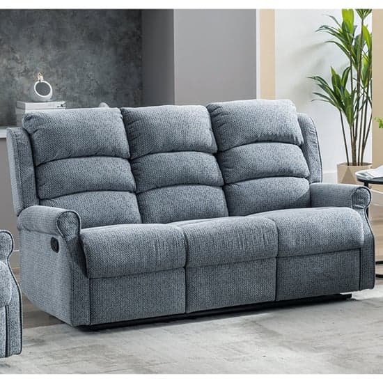 Warth Manual Fabric Recliner 3 Seater Sofa In Steel Blue_1
