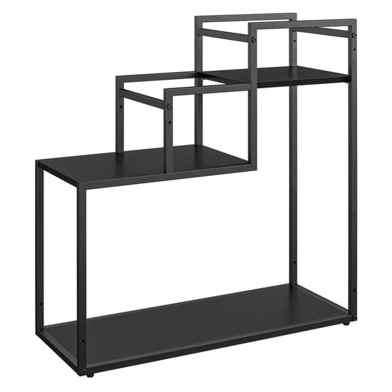 Warton Wooden Plant Stand With Metal Frame In Black_3