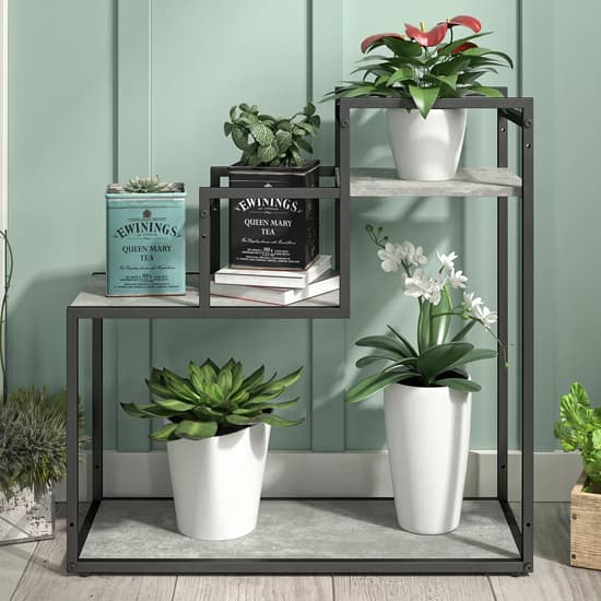 Warton Wooden Plant Stand With Metal Frame In Espresso_2