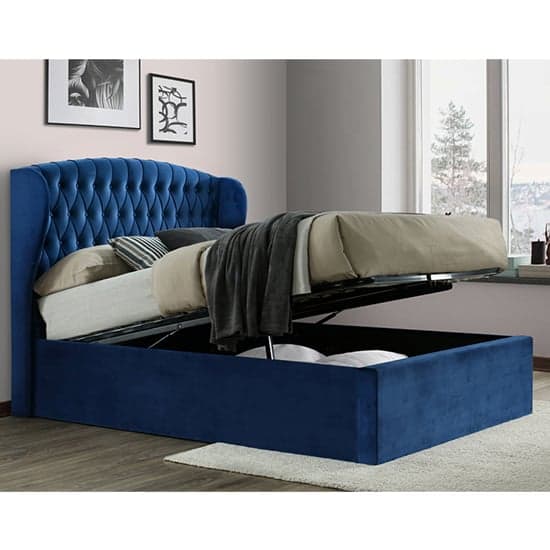 Warwick Velvet Ottoman Storage King Size Bed In Blue_2