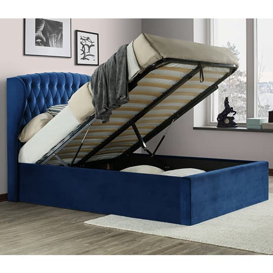 Warwick Velvet Ottoman Storage King Size Bed In Blue_3
