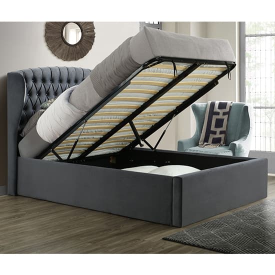 Warwick Velvet Ottoman Storage King Size Bed In Grey Furniture in Fashion