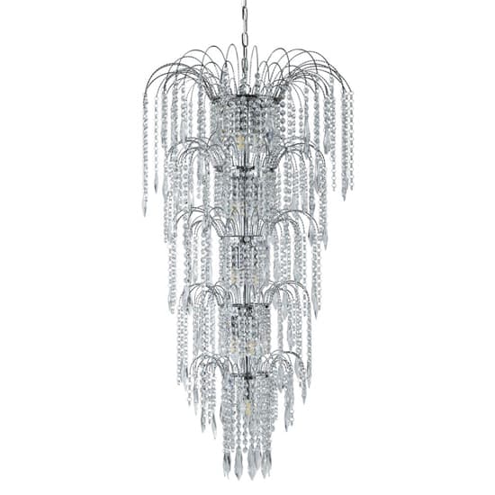 Waterfall 13 Lights Crystal Tier Pendant Light In Chrome_2