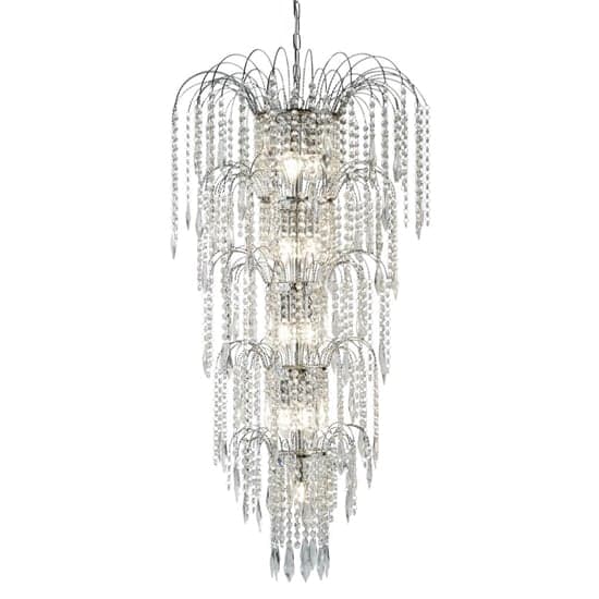 Waterfall 13 Lights Crystal Tier Pendant Light In Chrome_1