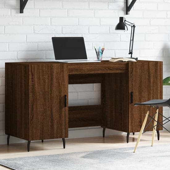 Waterford Wooden Computer Desk With 2 Doors In Brown Oak_1