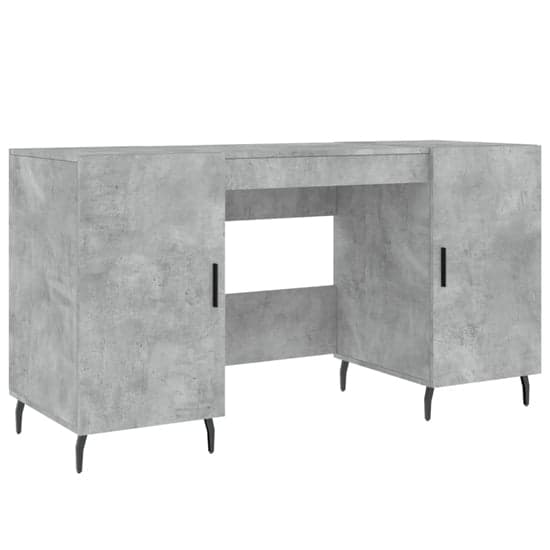 Waterford Wooden Computer Desk With 2 Doors In Concrete Effect_2