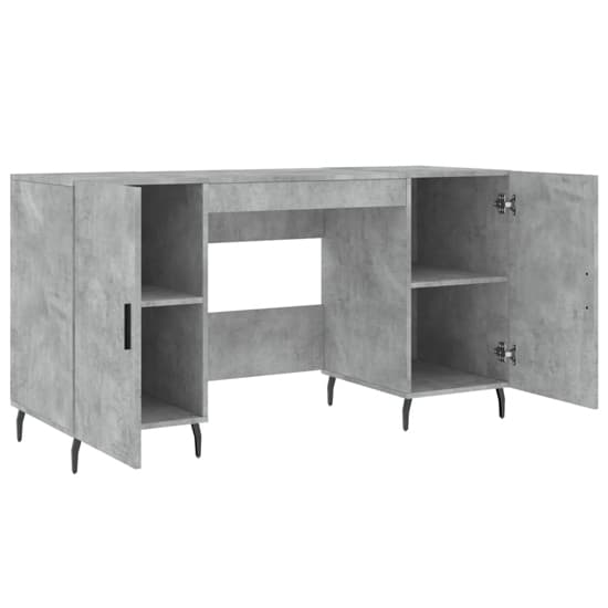 Waterford Wooden Computer Desk With 2 Doors In Concrete Effect_3