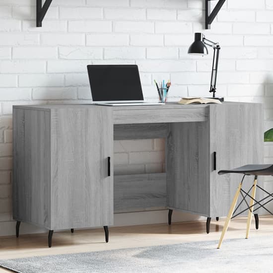 Waterford Wooden Computer Desk With 2 Doors In Grey Sonoma Oak_1