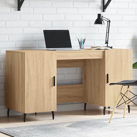 Waterford Wooden Computer Desk With 2 Doors In Sonoma Oak_1