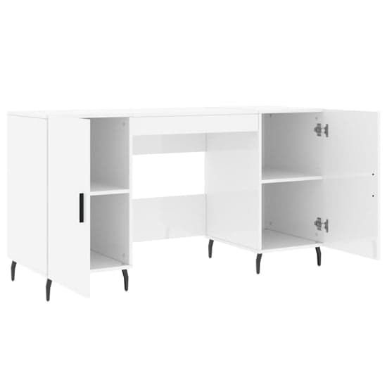Waterford High Gloss Computer Desk With 2 Doors In White_3