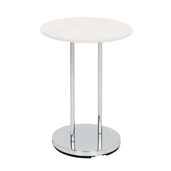 Watkins High Gloss Side Table White With Chrome Metal Base Furniture