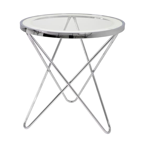 Watkins Round Glass Side Table With Chrome Metal Legs Furniture in