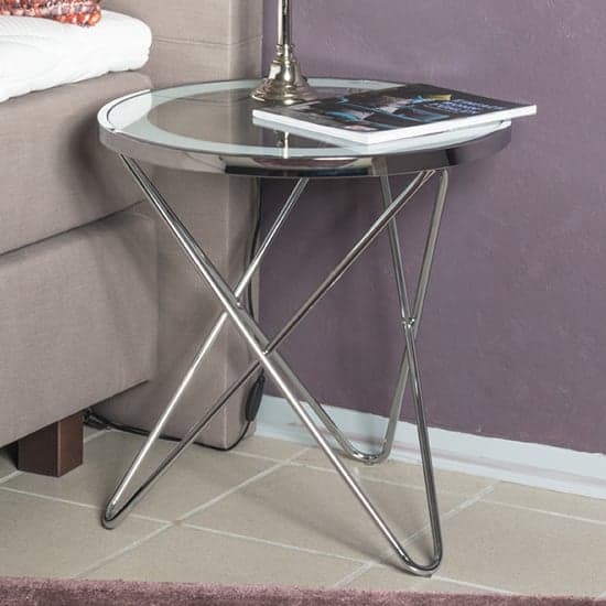Watkins Round Glass Side Table With Chrome Metal Legs_1
