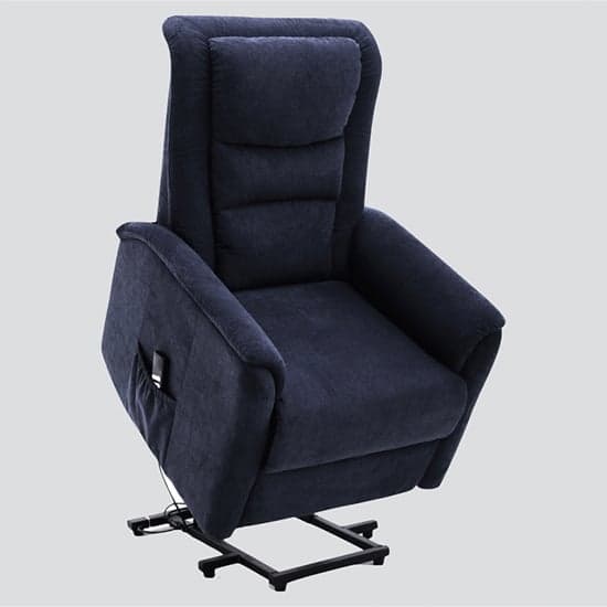 Waves Electric Fabric Lift And Tilt Recliner Armchair In Blue_2