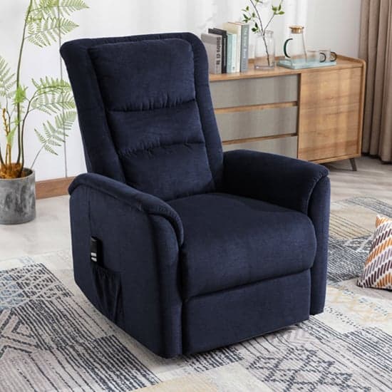 Waves Electric Fabric Lift And Tilt Recliner Armchair In Blue_1