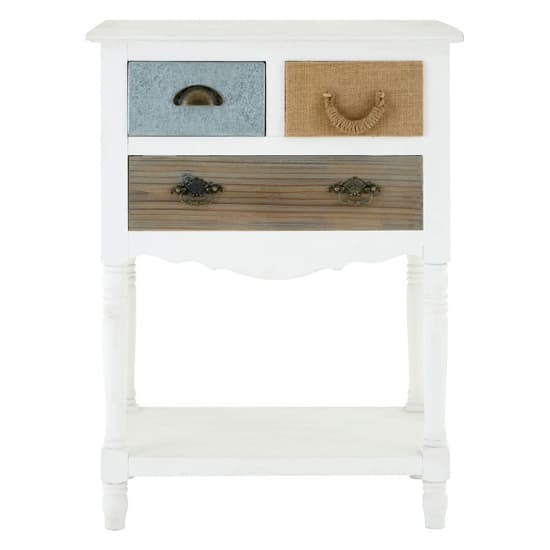 Waymore Wooden Side Table With 3 Drawers In White_3
