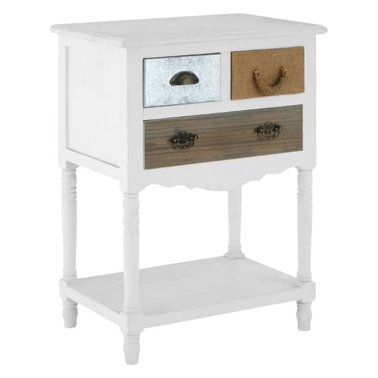 Waymore Wooden Side Table With 3 Drawers In White_1