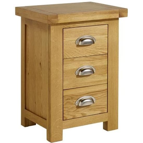Webworms Wooden Bedside Cabinet Small With 3 Drawers In Oak_3