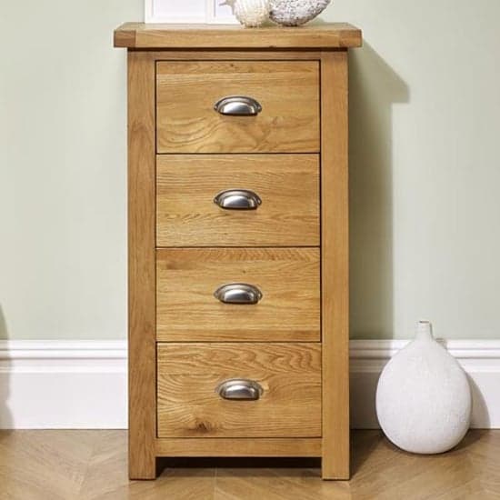 Webworms Wooden Chest Of 4 Drawers Narrow In Oak_2