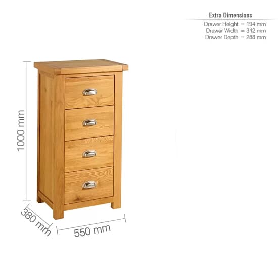 Webworms Wooden Chest Of 4 Drawers Narrow In Oak_4