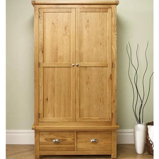 Webworms Wooden Wardrobe With 2 Doors And 2 Drawers In Oak_2