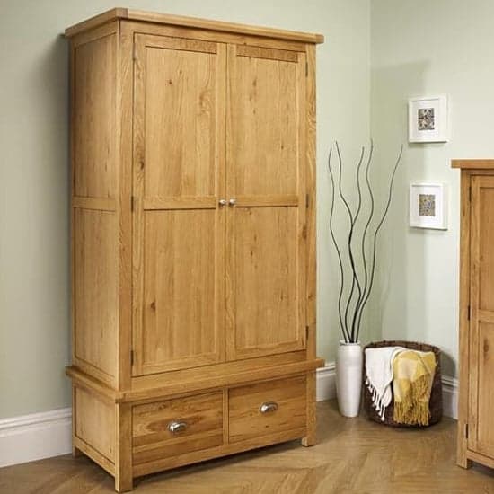 Webworms Wooden Wardrobe With 2 Doors And 2 Drawers In Oak_1