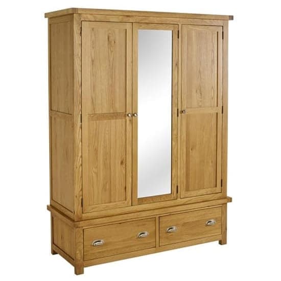Webworms Wooden Wardrobe With 3 Doors And 2 Drawers In Oak_4