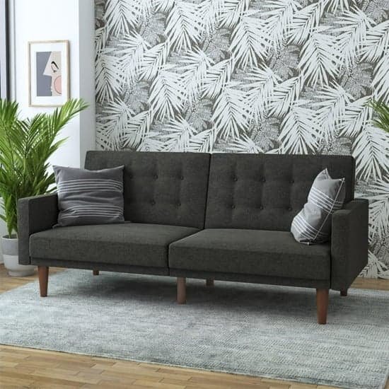 Weiser Linen Fabric Futon Sofa Bed In Grey_1
