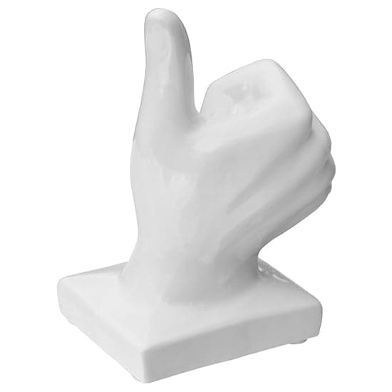 Wendy Ceramic Thumbs Up Sign Sculpture In White_2