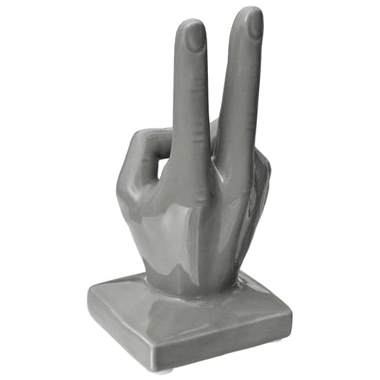 Wendy Ceramic Victory Sign Hand Sculpture In Grey_2