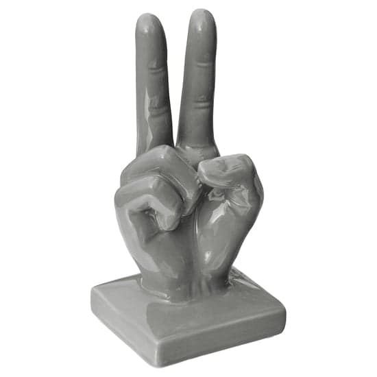 Wendy Ceramic Victory Sign Hand Sculpture In Grey_1