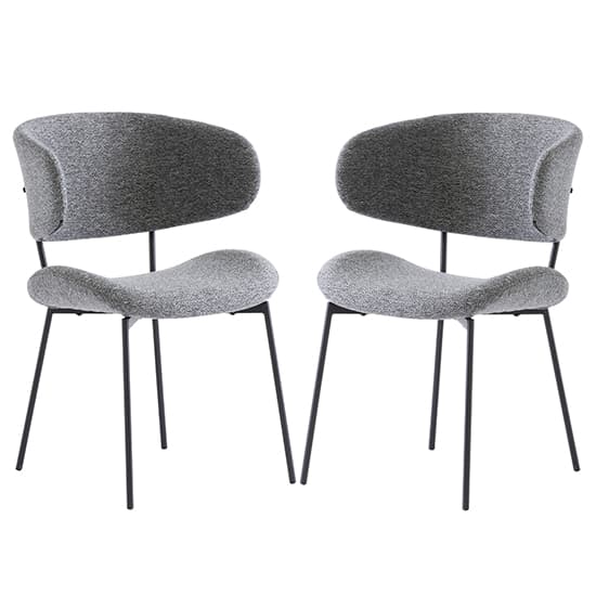 Wera Dark Grey Fabric Dining Chairs With Black Legs In Pair_1