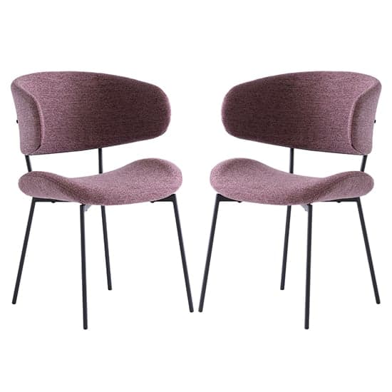 Wera Dusty Rose Fabric Dining Chairs With Black Legs In Pair_1