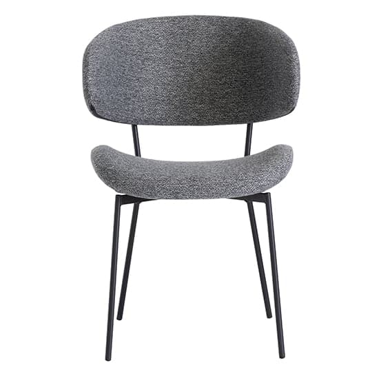 Wera Fabric Dining Chair In Dark Grey With Black Legs_2