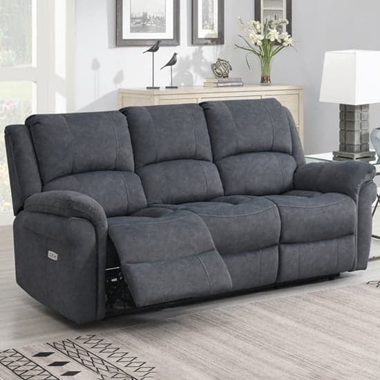Wesley Fabric Electric Recliner 2 + 3 Seater Sofa Set In Grey_3