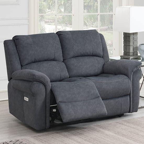 Wesley Fabric Electric Recliner 2 Seater Sofa In Grey_1